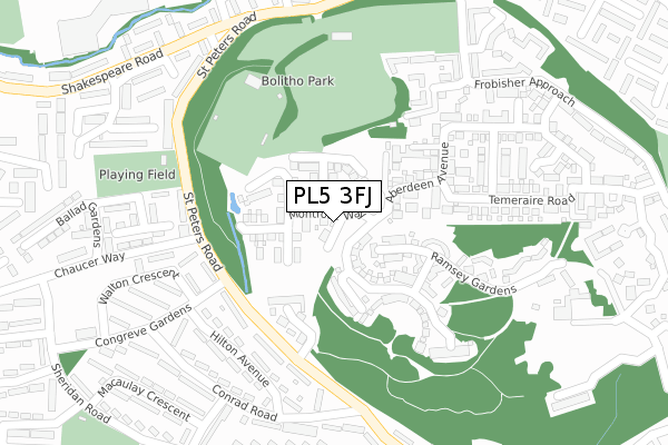 PL5 3FJ map - large scale - OS Open Zoomstack (Ordnance Survey)