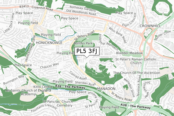 PL5 3FJ map - small scale - OS Open Zoomstack (Ordnance Survey)