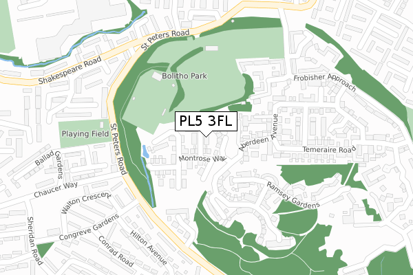 PL5 3FL map - large scale - OS Open Zoomstack (Ordnance Survey)