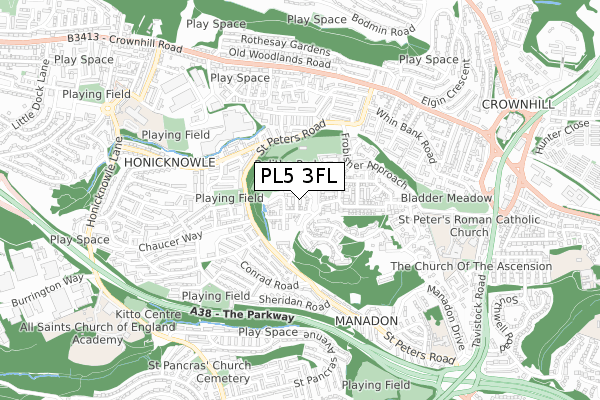 PL5 3FL map - small scale - OS Open Zoomstack (Ordnance Survey)