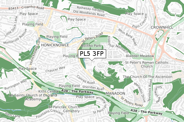 PL5 3FP map - small scale - OS Open Zoomstack (Ordnance Survey)