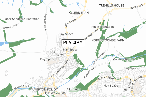 PL5 4BY map - small scale - OS Open Zoomstack (Ordnance Survey)