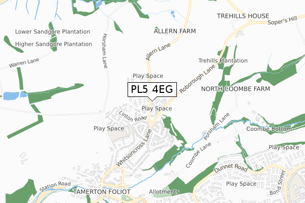 PL5 4EG map - small scale - OS Open Zoomstack (Ordnance Survey)