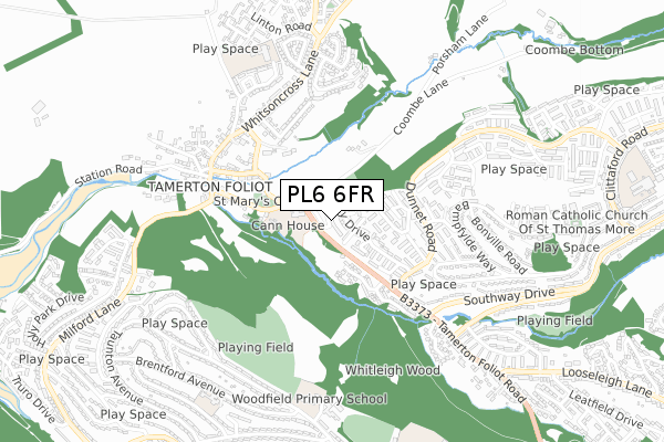 PL6 6FR map - small scale - OS Open Zoomstack (Ordnance Survey)