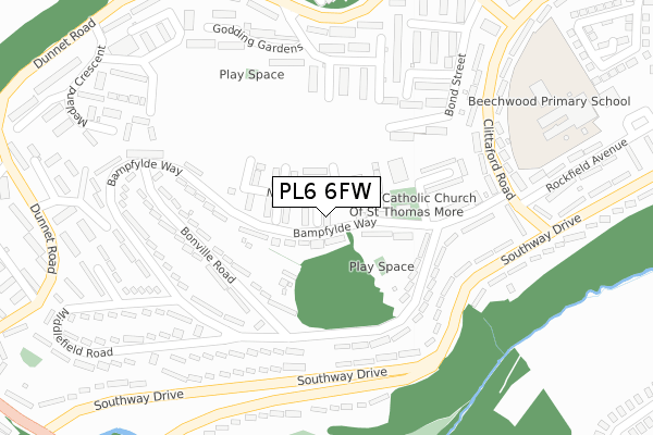 PL6 6FW map - large scale - OS Open Zoomstack (Ordnance Survey)