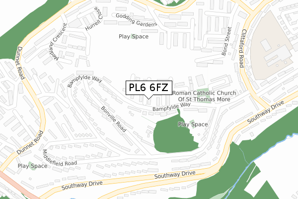 PL6 6FZ map - large scale - OS Open Zoomstack (Ordnance Survey)