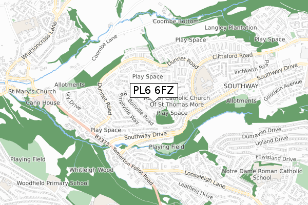 PL6 6FZ map - small scale - OS Open Zoomstack (Ordnance Survey)