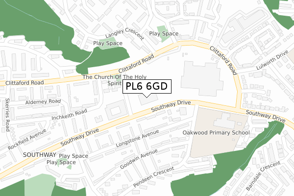 PL6 6GD map - large scale - OS Open Zoomstack (Ordnance Survey)