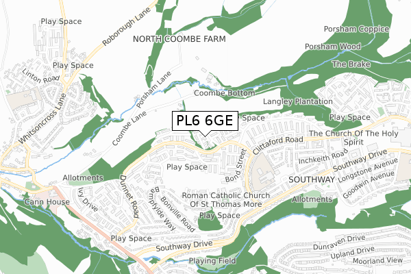 PL6 6GE map - small scale - OS Open Zoomstack (Ordnance Survey)