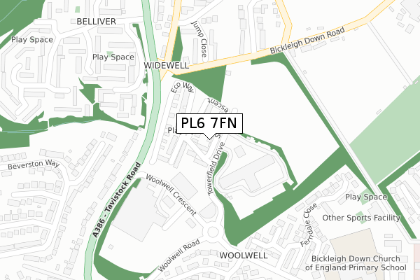 PL6 7FN map - large scale - OS Open Zoomstack (Ordnance Survey)