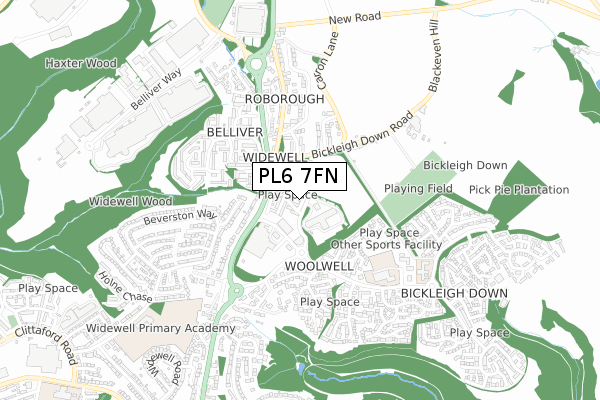 PL6 7FN map - small scale - OS Open Zoomstack (Ordnance Survey)