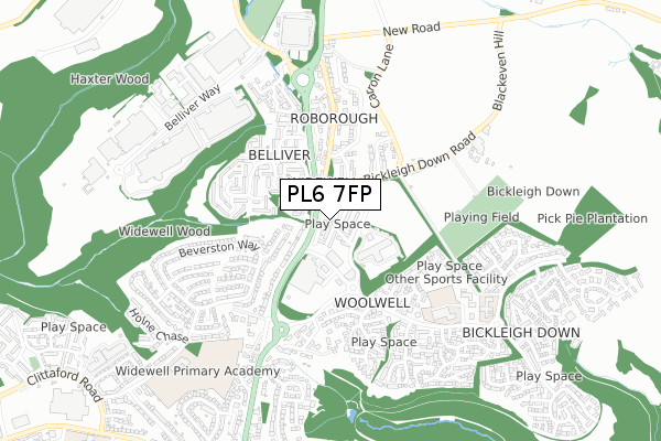 PL6 7FP map - small scale - OS Open Zoomstack (Ordnance Survey)