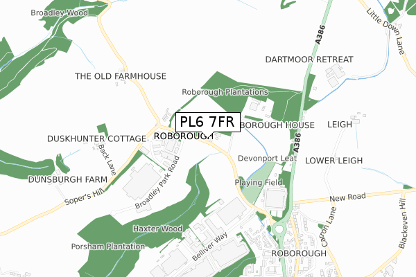 PL6 7FR map - small scale - OS Open Zoomstack (Ordnance Survey)