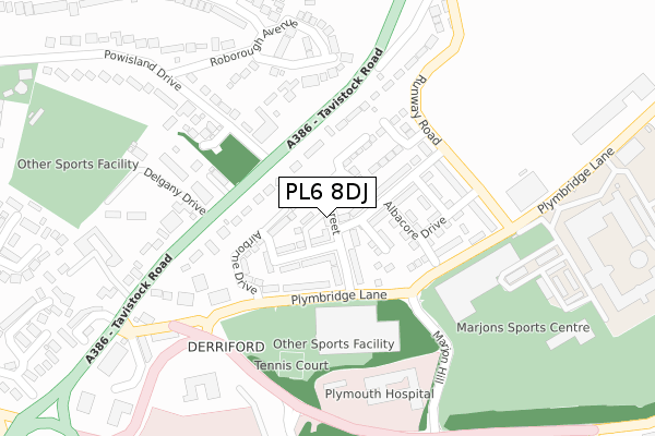 PL6 8DJ map - large scale - OS Open Zoomstack (Ordnance Survey)