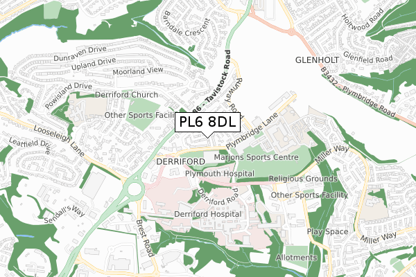 PL6 8DL map - small scale - OS Open Zoomstack (Ordnance Survey)