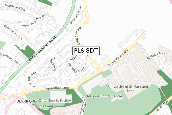 PL6 8DT map - large scale - OS Open Zoomstack (Ordnance Survey)