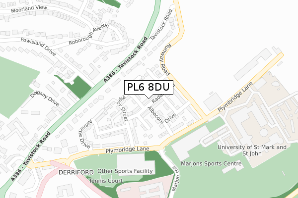 PL6 8DU map - large scale - OS Open Zoomstack (Ordnance Survey)