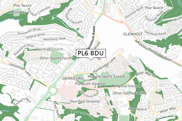 PL6 8DU map - small scale - OS Open Zoomstack (Ordnance Survey)