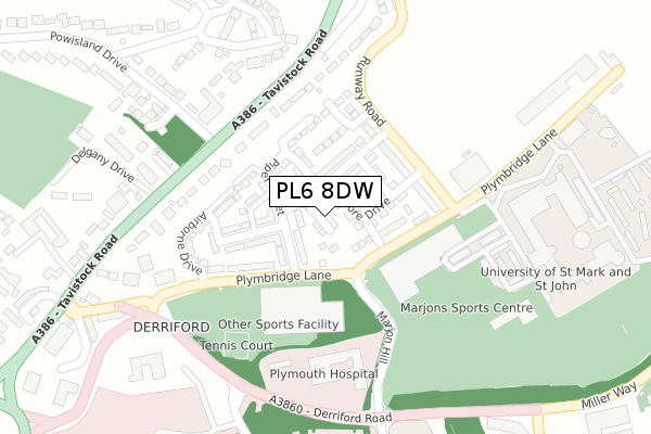 PL6 8DW map - large scale - OS Open Zoomstack (Ordnance Survey)