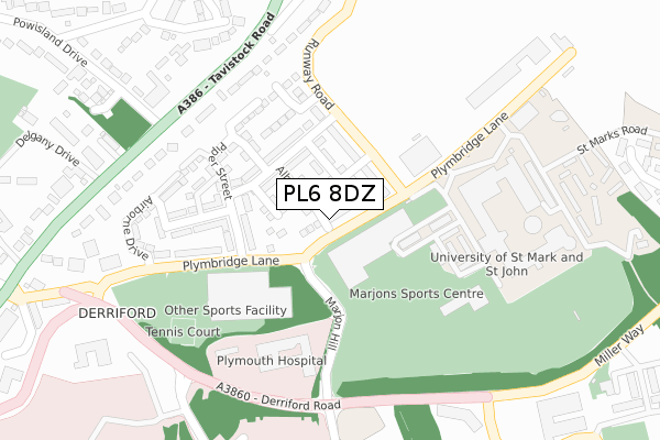 PL6 8DZ map - large scale - OS Open Zoomstack (Ordnance Survey)