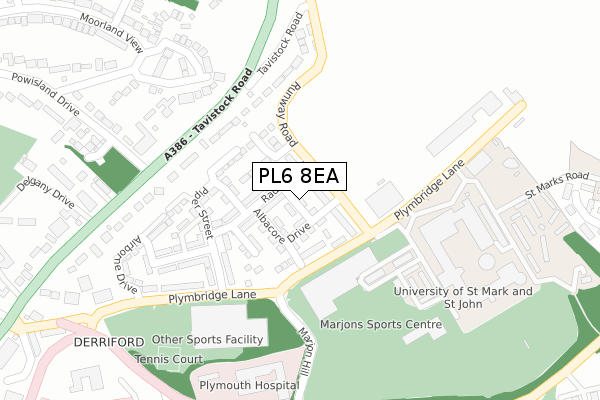 PL6 8EA map - large scale - OS Open Zoomstack (Ordnance Survey)