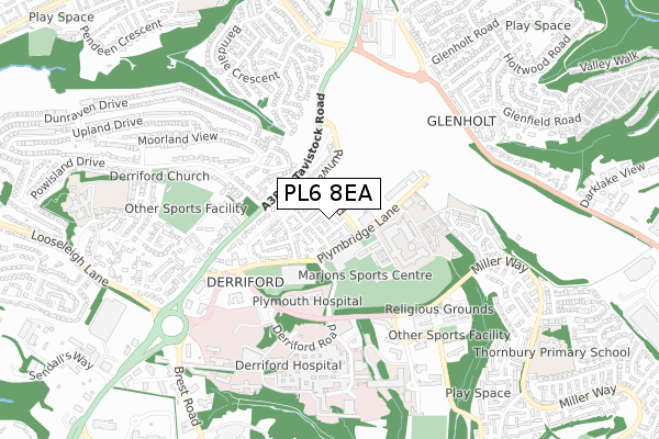 PL6 8EA map - small scale - OS Open Zoomstack (Ordnance Survey)