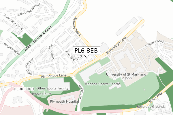 PL6 8EB map - large scale - OS Open Zoomstack (Ordnance Survey)