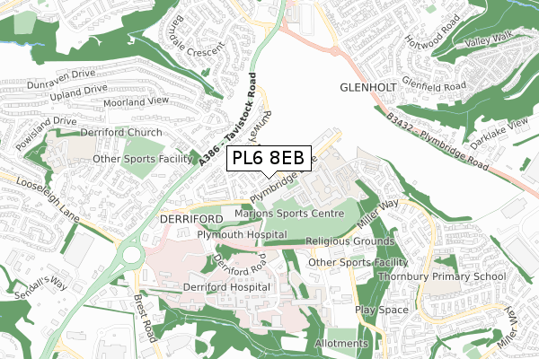 PL6 8EB map - small scale - OS Open Zoomstack (Ordnance Survey)