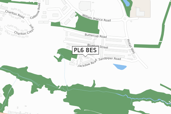 PL6 8ES map - large scale - OS Open Zoomstack (Ordnance Survey)