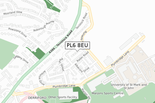 PL6 8EU map - large scale - OS Open Zoomstack (Ordnance Survey)