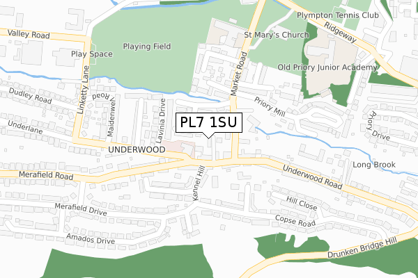 PL7 1SU map - large scale - OS Open Zoomstack (Ordnance Survey)