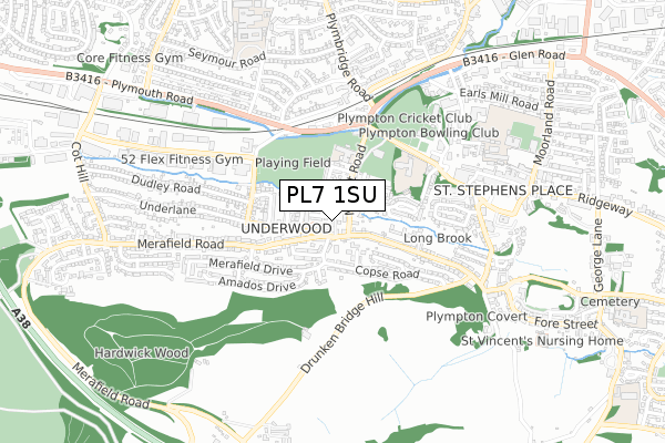 PL7 1SU map - small scale - OS Open Zoomstack (Ordnance Survey)