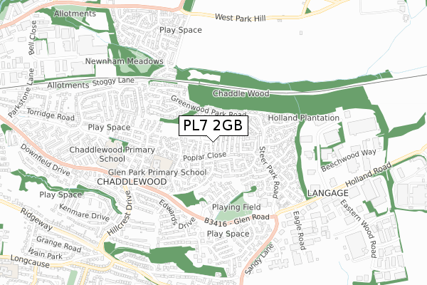 PL7 2GB map - small scale - OS Open Zoomstack (Ordnance Survey)