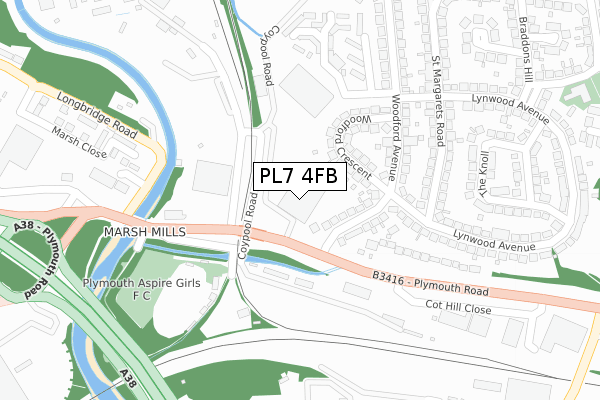 PL7 4FB map - large scale - OS Open Zoomstack (Ordnance Survey)