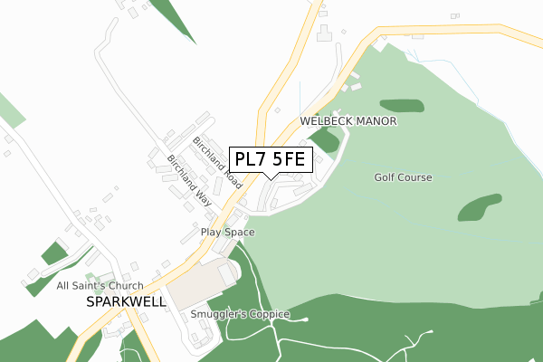 PL7 5FE map - large scale - OS Open Zoomstack (Ordnance Survey)