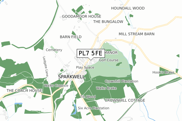 PL7 5FE map - small scale - OS Open Zoomstack (Ordnance Survey)