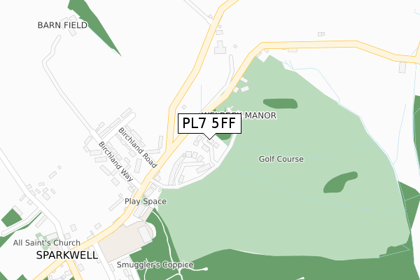 PL7 5FF map - large scale - OS Open Zoomstack (Ordnance Survey)