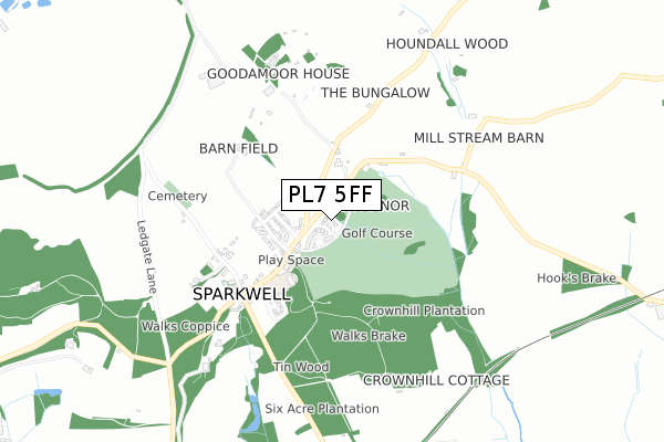 PL7 5FF map - small scale - OS Open Zoomstack (Ordnance Survey)