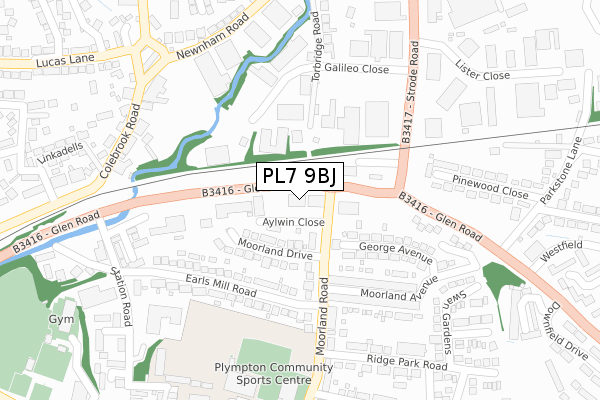 PL7 9BJ map - large scale - OS Open Zoomstack (Ordnance Survey)