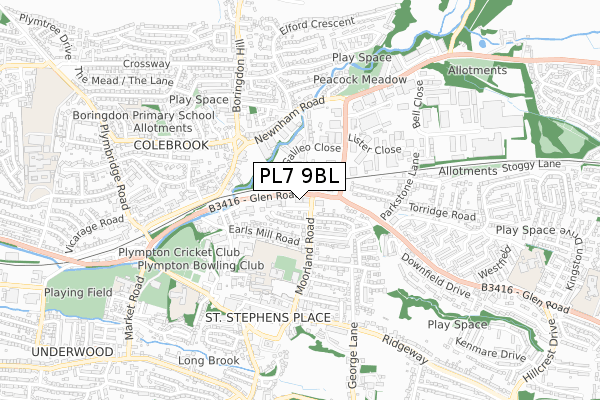 PL7 9BL map - small scale - OS Open Zoomstack (Ordnance Survey)