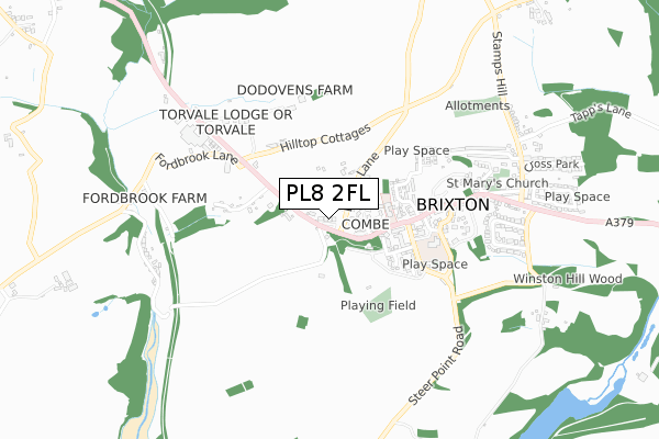 PL8 2FL map - small scale - OS Open Zoomstack (Ordnance Survey)