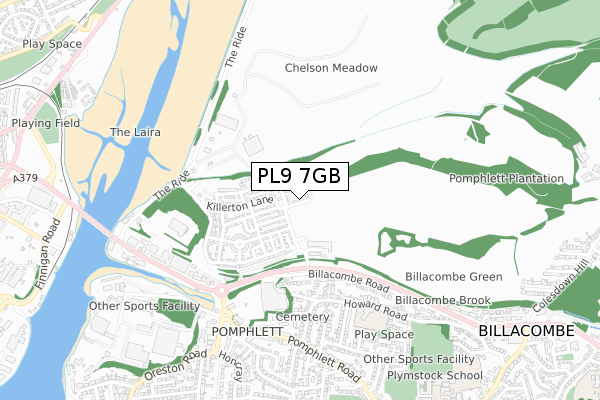 PL9 7GB map - small scale - OS Open Zoomstack (Ordnance Survey)