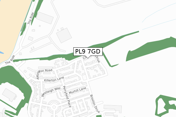 PL9 7GD map - large scale - OS Open Zoomstack (Ordnance Survey)