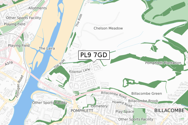 PL9 7GD map - small scale - OS Open Zoomstack (Ordnance Survey)