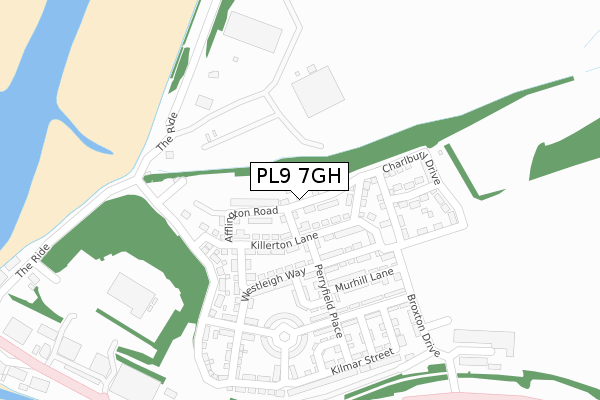 PL9 7GH map - large scale - OS Open Zoomstack (Ordnance Survey)