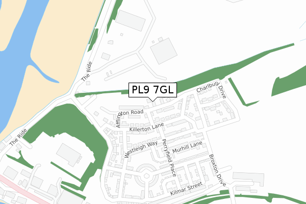 PL9 7GL map - large scale - OS Open Zoomstack (Ordnance Survey)