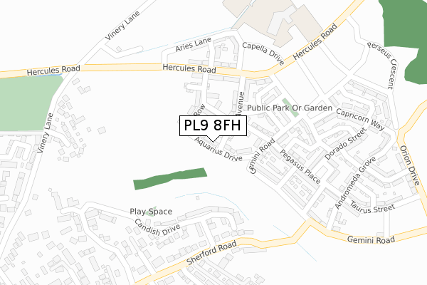 PL9 8FH map - large scale - OS Open Zoomstack (Ordnance Survey)