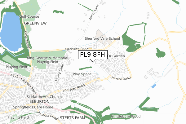 PL9 8FH map - small scale - OS Open Zoomstack (Ordnance Survey)