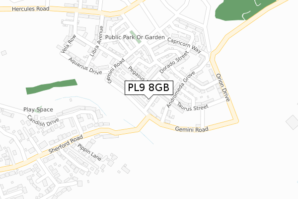 PL9 8GB map - large scale - OS Open Zoomstack (Ordnance Survey)