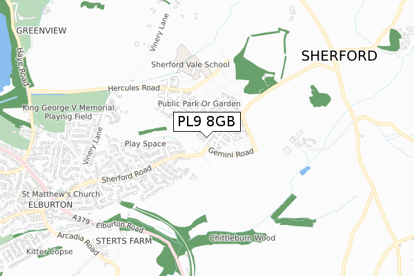 PL9 8GB map - small scale - OS Open Zoomstack (Ordnance Survey)